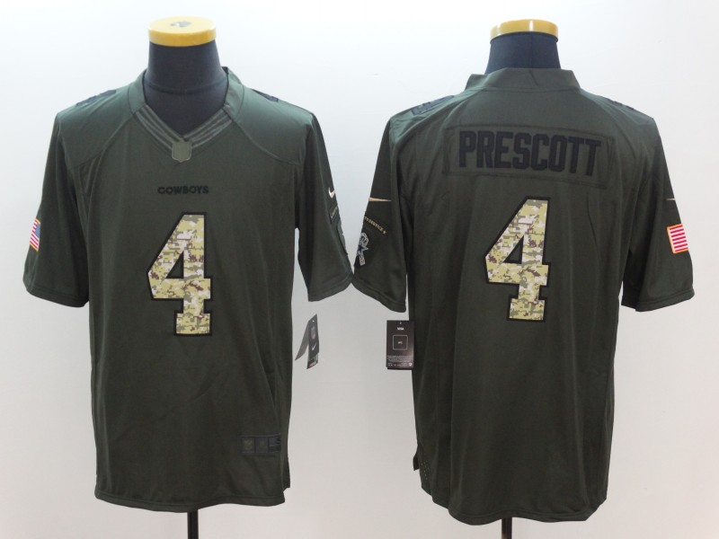 Men's Dallas Cowboys Dak Prescott #4 Army Green Jersey